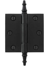 3-Inch Cast Iron Door Hinge With Steeple Tips in Matte Black